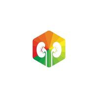 Human Kidneys Urinary System Healthy Medical Icon Logo Pictogram colorful triangle pattern Hexagon Isolated on White Background vector