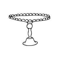 empty cake stand with semicircular pattern around the edge - line art doodle style vector