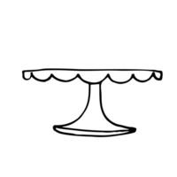 empty cake stand - line art doodle style vector