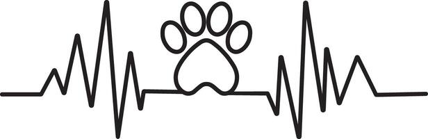 Paw print heartbeat and hearts design perfect for cat and dog enthusiasts vector
