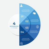 Circle chart infographic template with 4 options for presentations vector