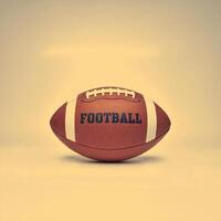 A close-up of a classic football with the word 'FOOTBALL' displayed prominently on its surface. photo