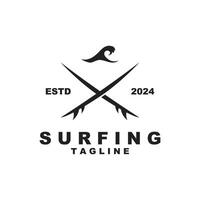 Logo Surfing Beach Illustration Template with Simple Elegant Design vector