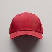 A red baseball cap displayed against a neutral background. photo
