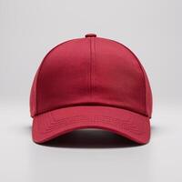 Front view of a classic red baseball cap against a neutral background. photo