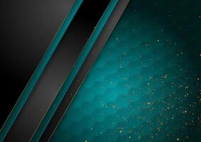 Geometric abstract background with golden particles vector