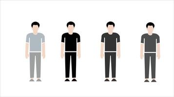 Minimalist Flat Illustration of Four Male Characters in Different Monochrome Outfits on a White Background vector