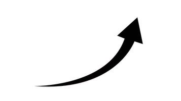 Upward curved black arrow on white background vector