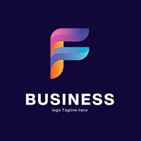 Letter f abstract logo design template with 3d gradient colorful vector