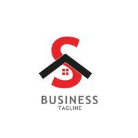 Real estate home logo design in letter S shape template. vector