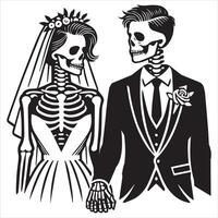 Love Beyond the Grave Skeleton Bride and Groom Clipart vector