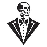 Grim Gentleman Skeleton in Tuxedo with Bow Tie vector