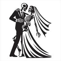 Till Death Do Us Part Skeleton Couple in Love vector