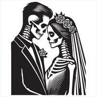 Bones of Love Romantic Skeleton Couple Design vector