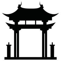 Chinese gate silhoutte lunar new year vector
