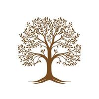 A brown tree with leaves on it vector