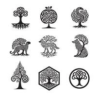 Set of Celtic Tree Symbols Design vector