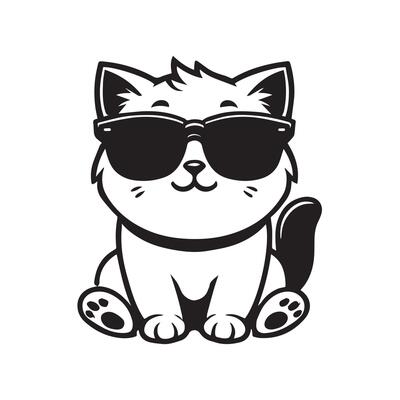 Joyful Cat Rocking Trendy Sunglasses Art