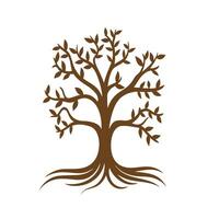 A tree with roots and leaves on a white background vector
