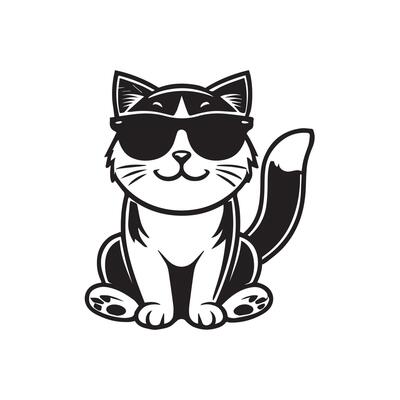 Fashionable Joyful Cat Wearing Stylish Shades