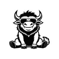 Stylish Bison in Sunglasses, Ready to Roam vector