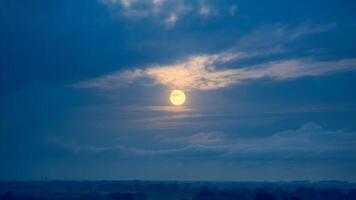Soft Glow of Dawn Atmospheric Sunrise Through Clouds, Capturing Stillness of Early Morning. Nature and Landscape Photography Concept. photo