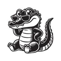 Sunny Day Vibes Crocodile in Sunglasses vector