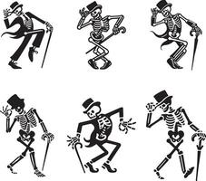 Collection of Dancer Skeleton illustration clipart Design vector