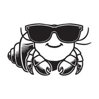 Relaxed Hermit Crab with Sunglasses Graphic vector