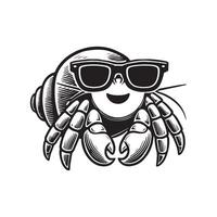 Cool Hermit Crab in Sunglasses Graphic vector