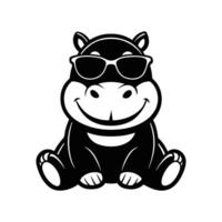Sunny Day Vibes Hippopotamus in Shades vector