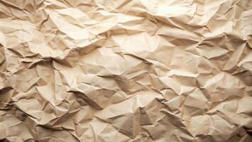 crumpled brown kraft paper texture with natural folds and creases, ideal for eco-friendly packaging, craft design, backgrounds, or rustic aesthetics photo