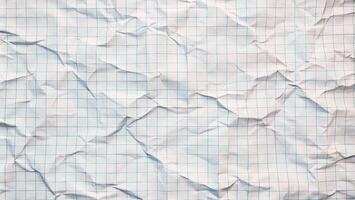 Crumpled grid paper with blue lines, textured abstract background, creative design for school, stationery, or craft projects, retro and minimalist aesthetic photo