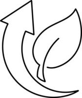 Outline recycled arrow with leaf clipart vector