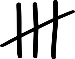 Doodle tally mark count icon Stick three vector