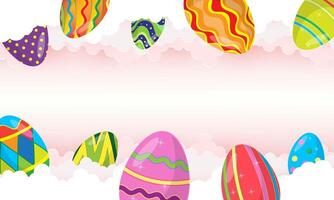 Easter background with eggs and clouds illustration for your design vector