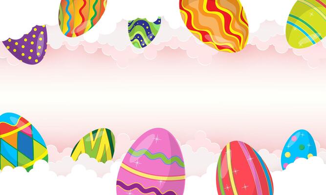 Easter background with eggs and clouds illustration for your design
