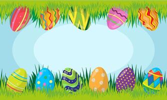 Easter background with eggs and grass illustration. Eps 10 vector
