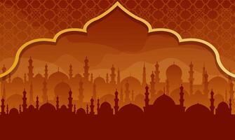 Ramadan Kareem background with mosque silhouettes and place for text. vector