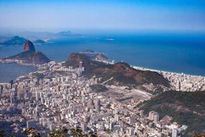 Stunning aerial view of Rio de Janeiro with Sugarloaf Mountain, Guanabara Bay, and cityscape photo
