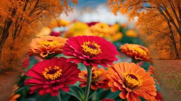 A Single Red Zinnia Dominates the Frame Minimalist and impactful photo