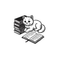 Lazy Cat on Books Sleepy Pet Illustration vector