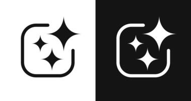icon, Ai logo. Ai sparkle star with square. Artificial intelligence symbol for app and web vector