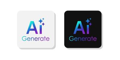 Generate AI button set. Artificial intelligence logo icon symbol concept for UI UX design. illustration vector