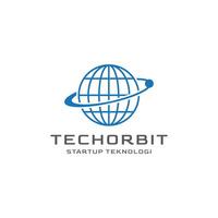 globe with orbit technology logo template vector
