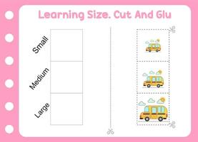 learning size cut and glue a bus. puzzle for kids vector