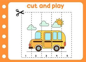 cut and play for kids. little bus . vector