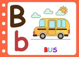 letter b for bus. kids learning game vector