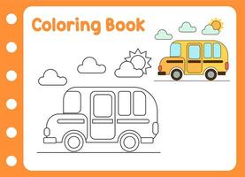 coloring book a little bus for kids. learning to color vector
