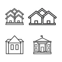 Outline illustrations of residential and institutional buildings. vector